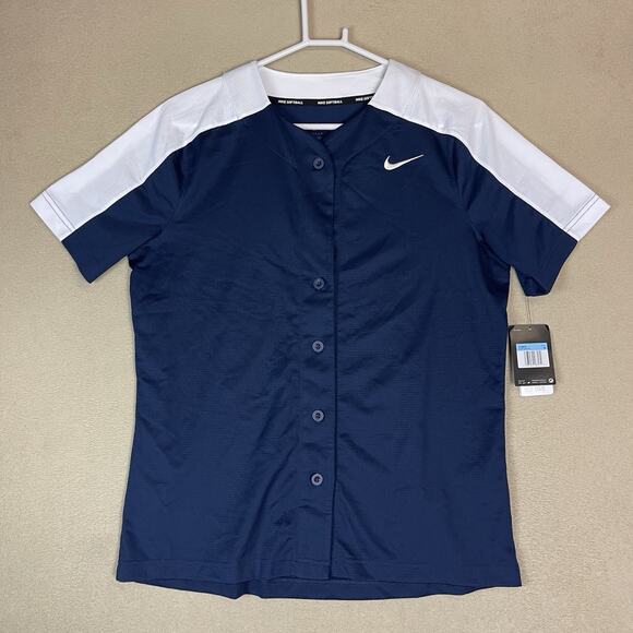 Nike Tops - Nike Team Softball Jersey Womens M Blue Athletic Stretch Button Front